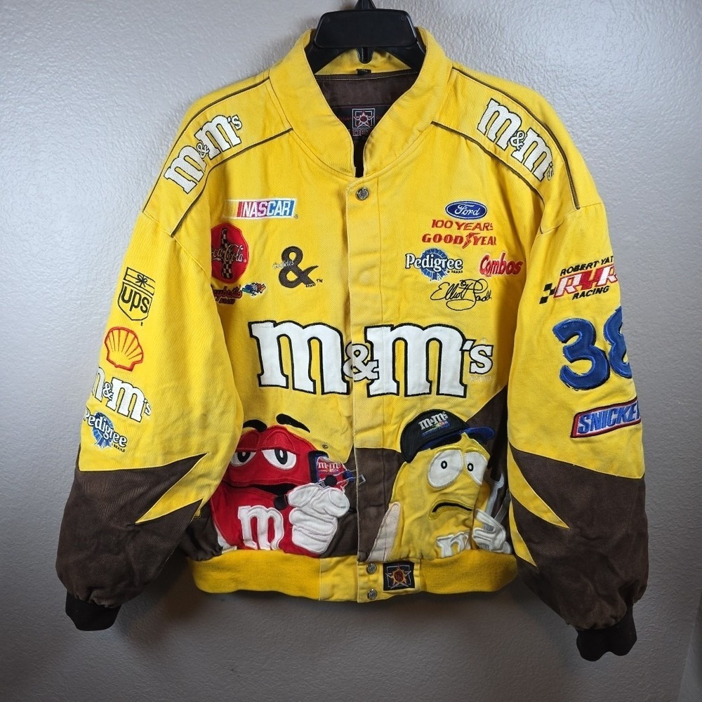 VTG NASCAR Jeff Hamilton JH Design M&M Elliot Sadler #38 Racing Jacket Size 2XL